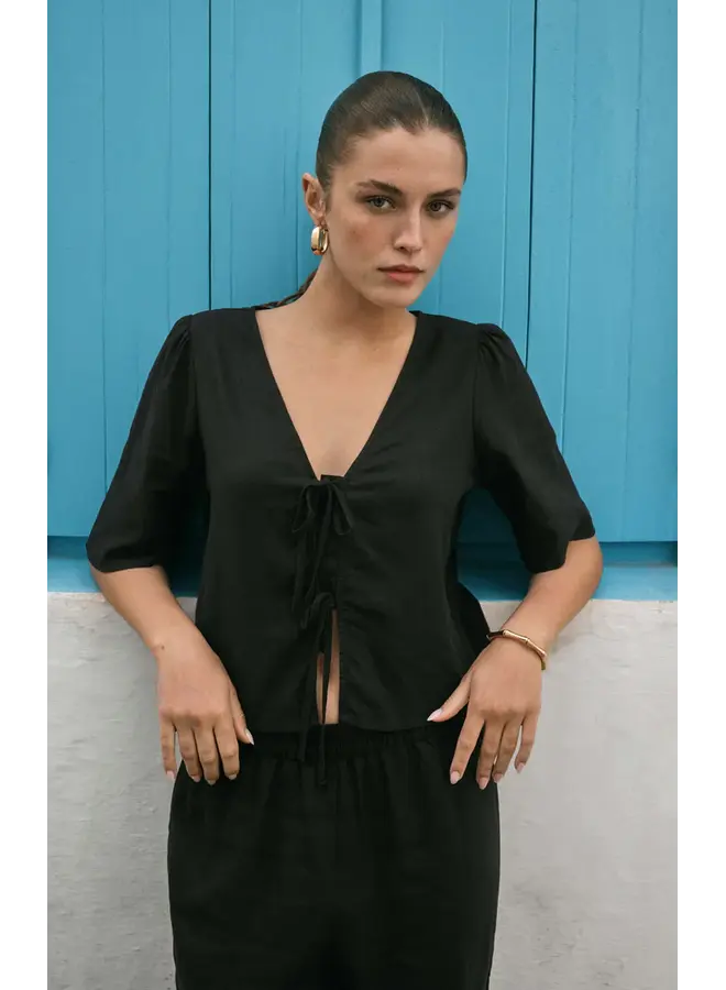 HAUT LABELLE LIN NOIR