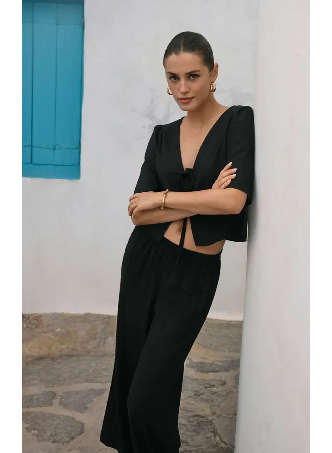 HAUT LABELLE LIN NOIR