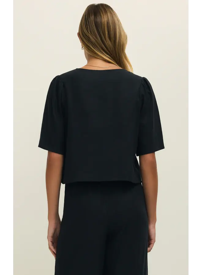 HAUT LABELLE LIN NOIR