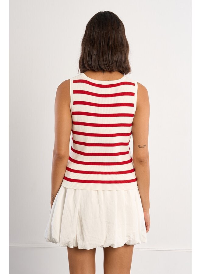 CAMISOLE 670 RAYURES ROUGE