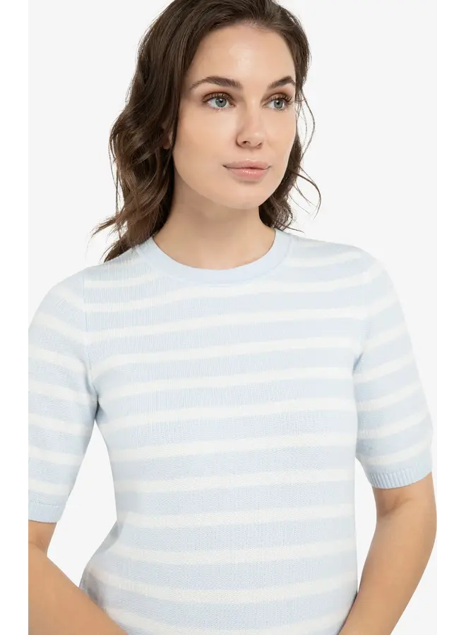 TRICOT MANCHES COURTES BLEU/BLANC