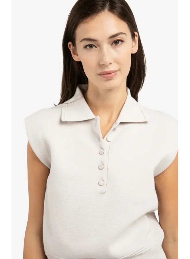 HAUT COL POLO GRIS/BEIGE