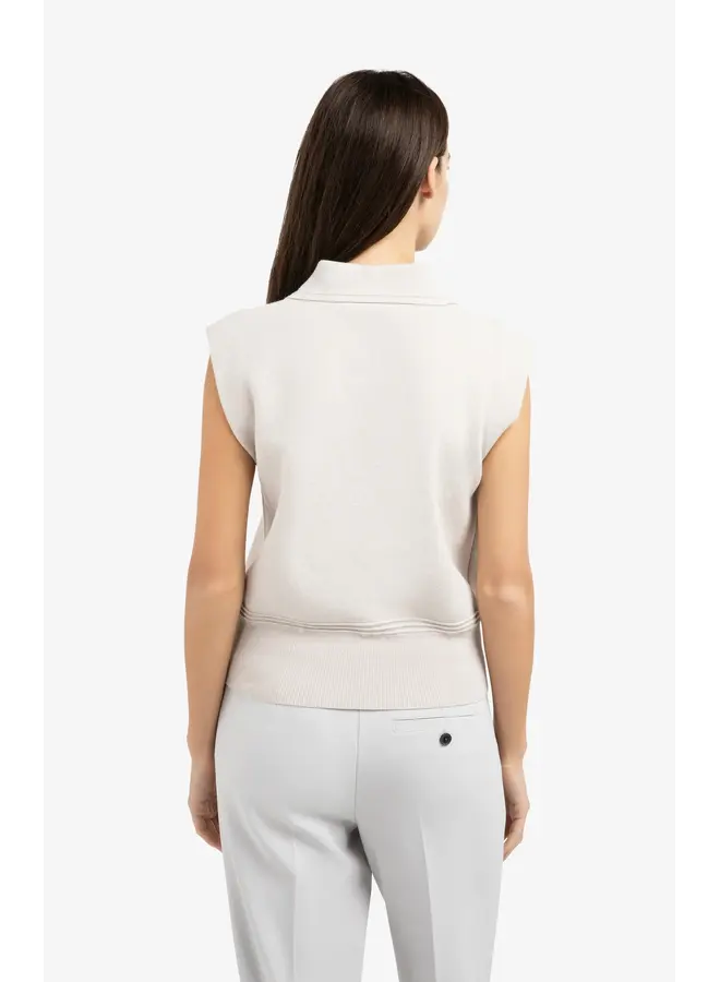 HAUT COL POLO GRIS/BEIGE