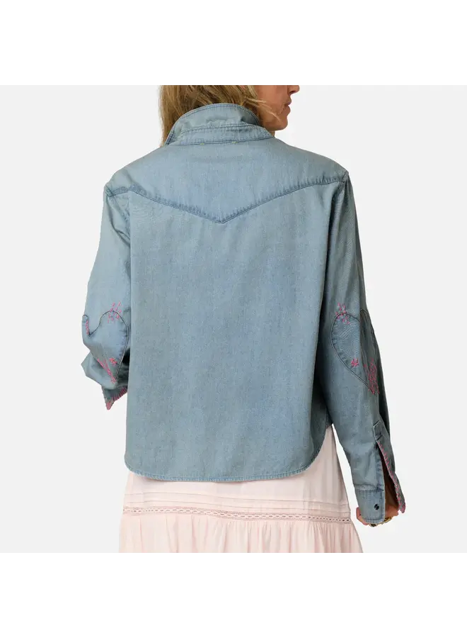 BLOUSE JEANS PIA BLEU/ROSE