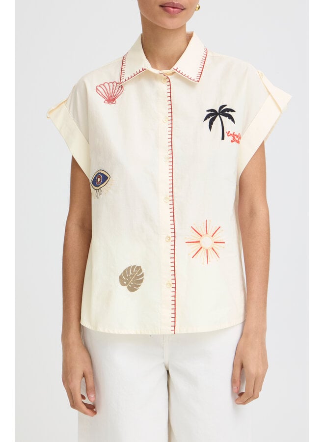 CHEMISIER CRÈME AVEC BRODERIES ÉTÉ