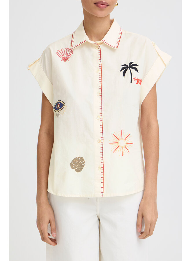 CHEMISIER CRÈME AVEC BRODERIES ÉTÉ