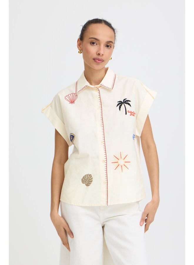 CHEMISIER CRÈME AVEC BRODERIES ÉTÉ