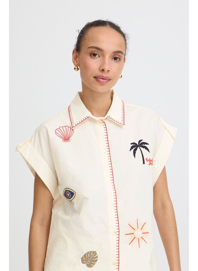 CHEMISIER CRÈME AVEC BRODERIES ÉTÉ