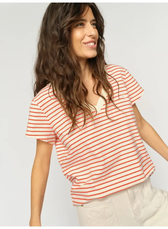T-SHIRT ALA RAYURES ORANGE