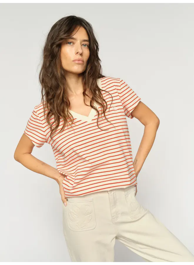 T-SHIRT ALA RAYURES ORANGE
