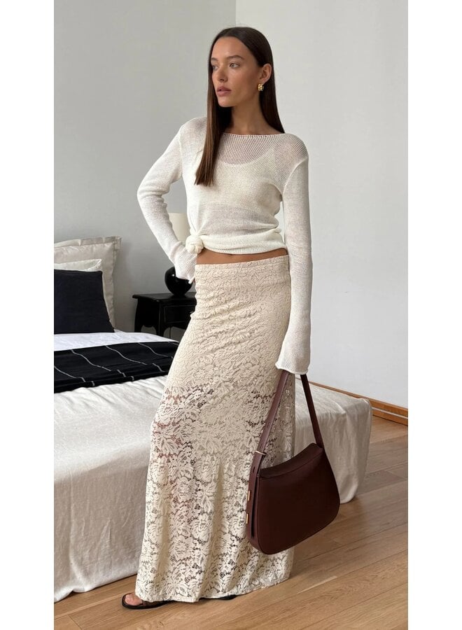 JUPE DENTELLE SABLE