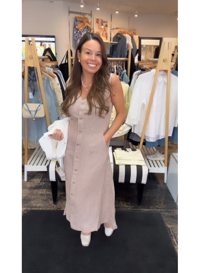 ROBE FALAKKA RAYURES BEIGE/BLANC