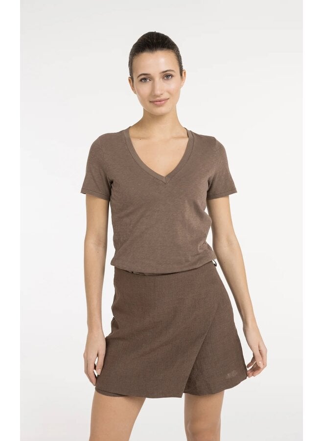 JUPE SHORT LIN BRUN