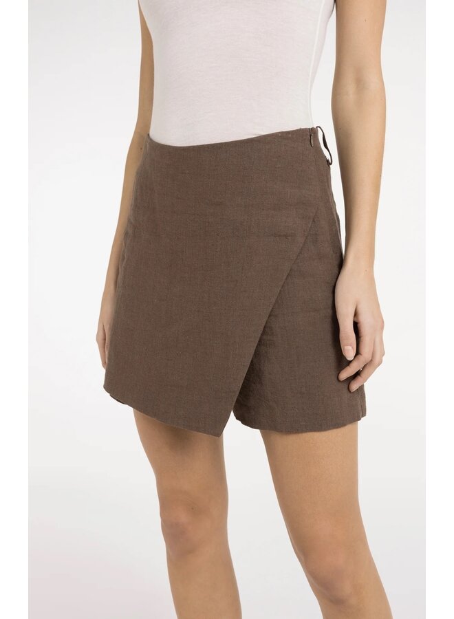 JUPE SHORT LIN BRUN