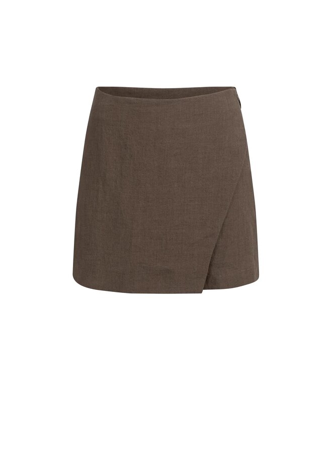 JUPE SHORT LIN BRUN