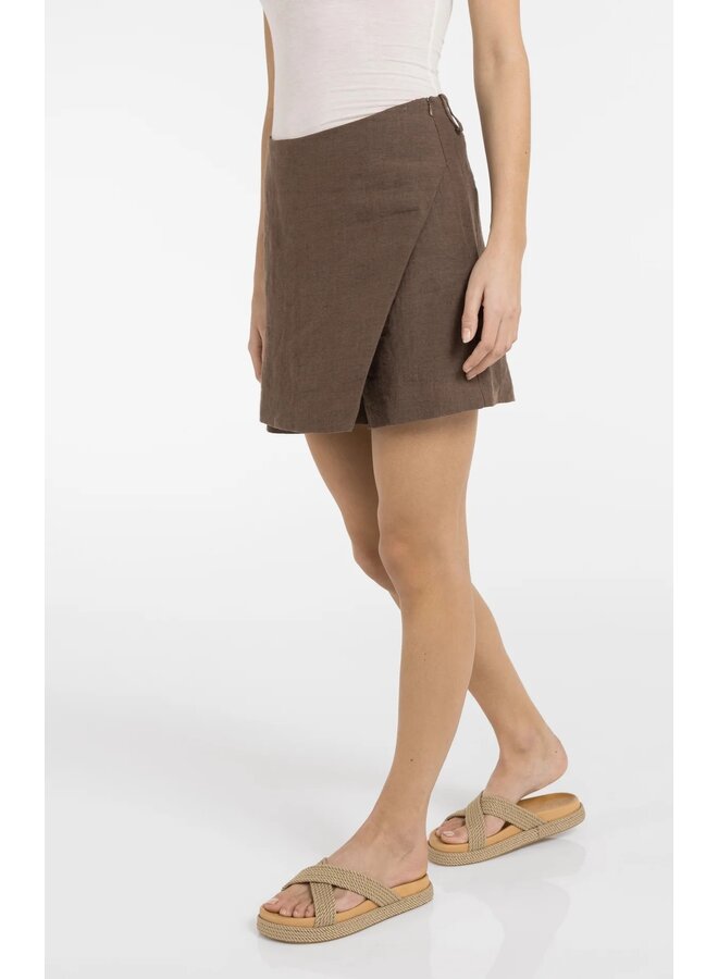 JUPE SHORT LIN BRUN