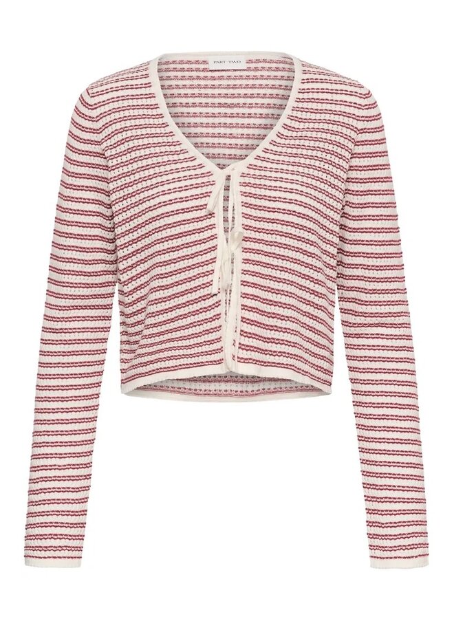 CARDIGAN ROSEFINA RAYURES ROUX