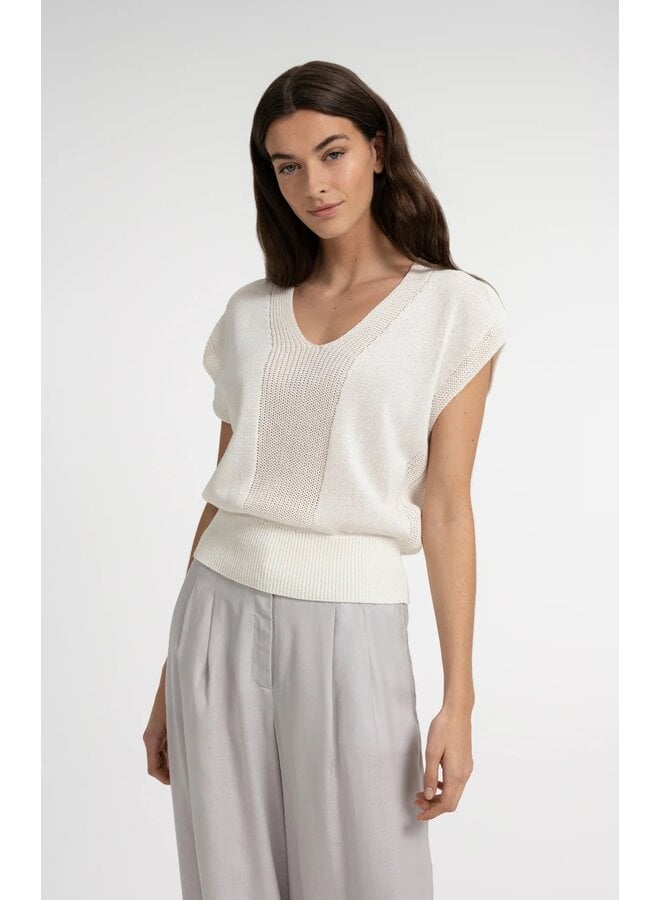 HAUT EN V TEXTURÉ BEIGE