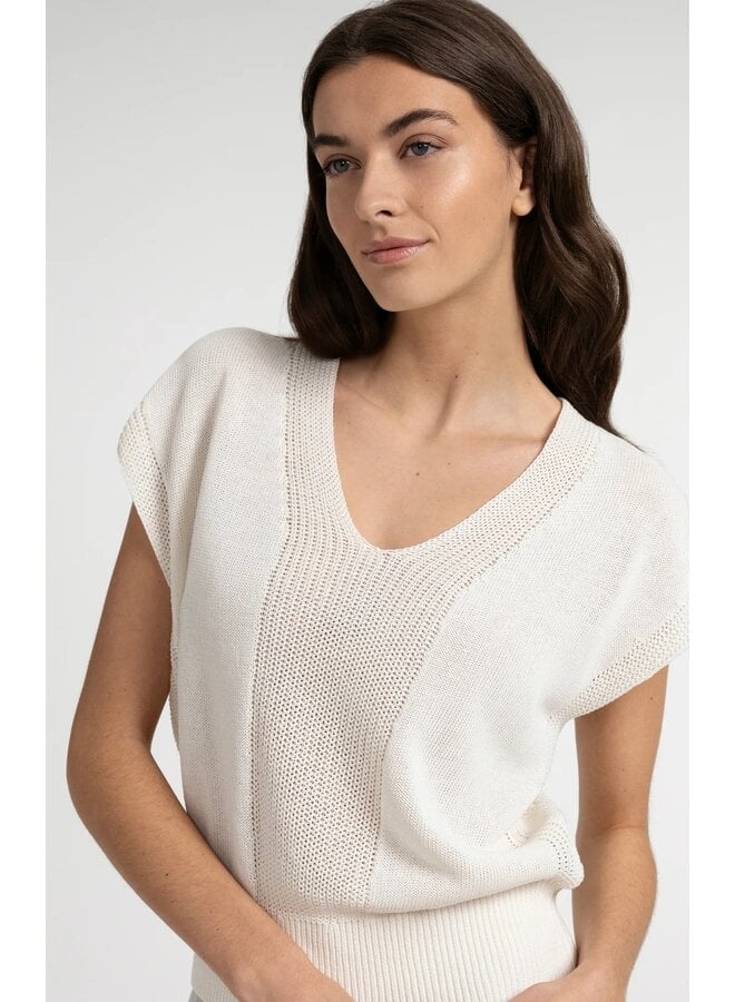 HAUT EN V TEXTURÉ BEIGE