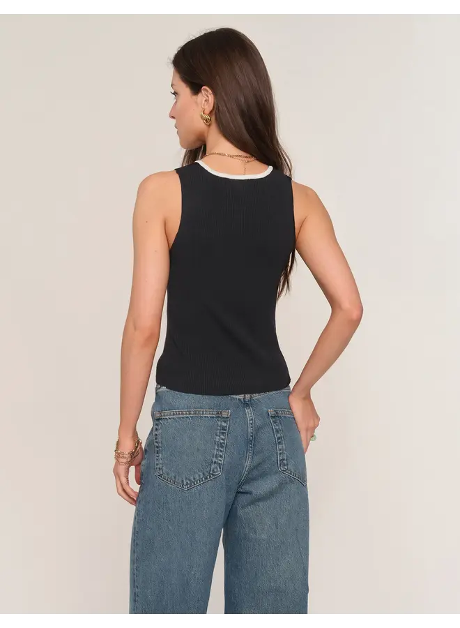 TOP NOIR BOUCLES BEIGE