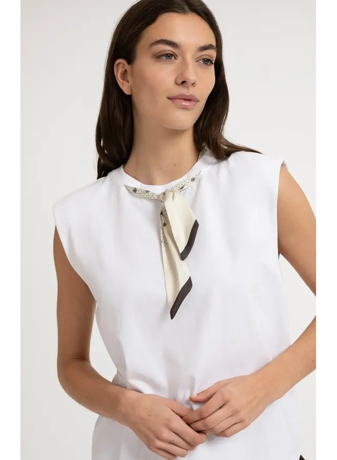 HAUT + FOULARD NOIR/BRUN