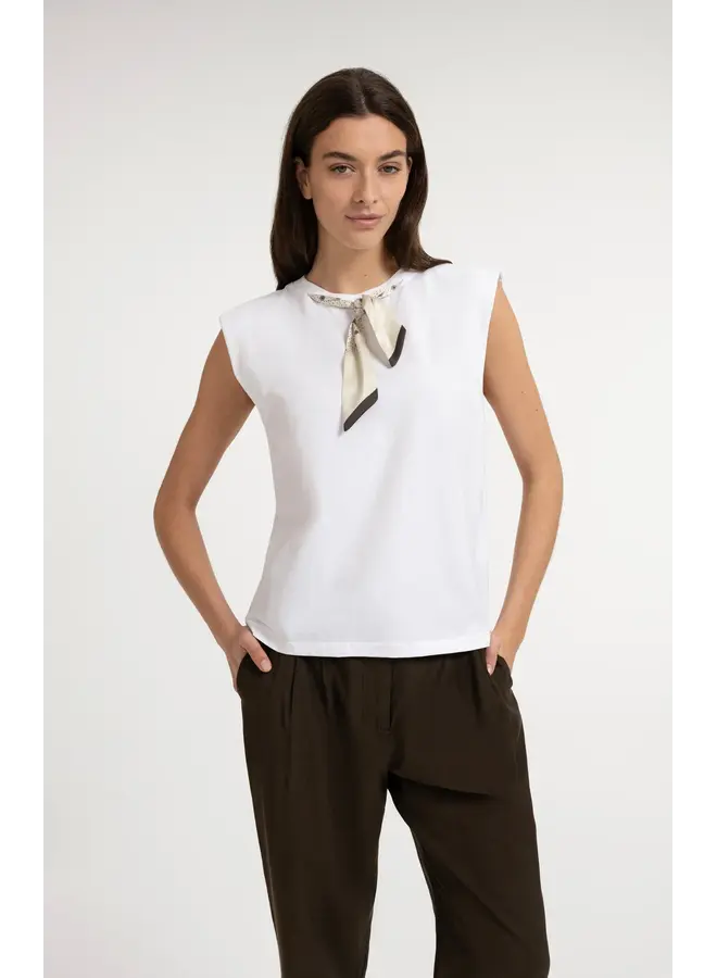HAUT + FOULARD NOIR/BRUN