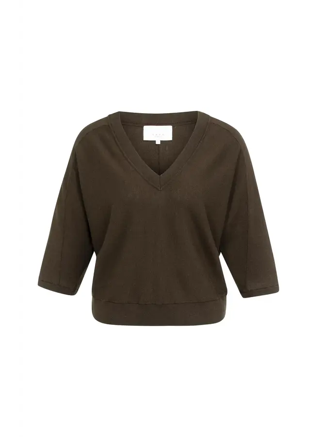 TRICOT EN V BRUN