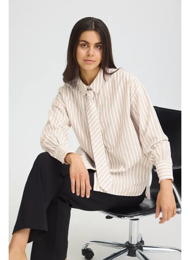 BLOUSE ZABA RAYURES CRÈME/RAISIN