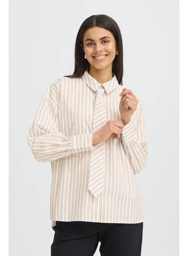BLOUSE ZABA RAYURES CRÈME/RAISIN