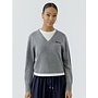 PULL COL V GRIS/BLANC