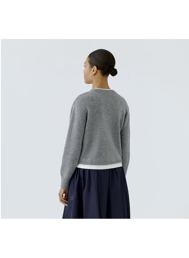PULL COL V GRIS/BLANC