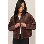 JACKET SUÈDE CROP BRUN