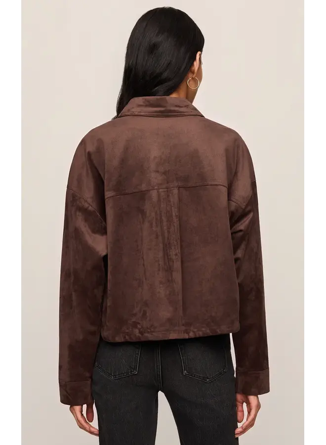 JACKET SUÈDE CROP BRUN