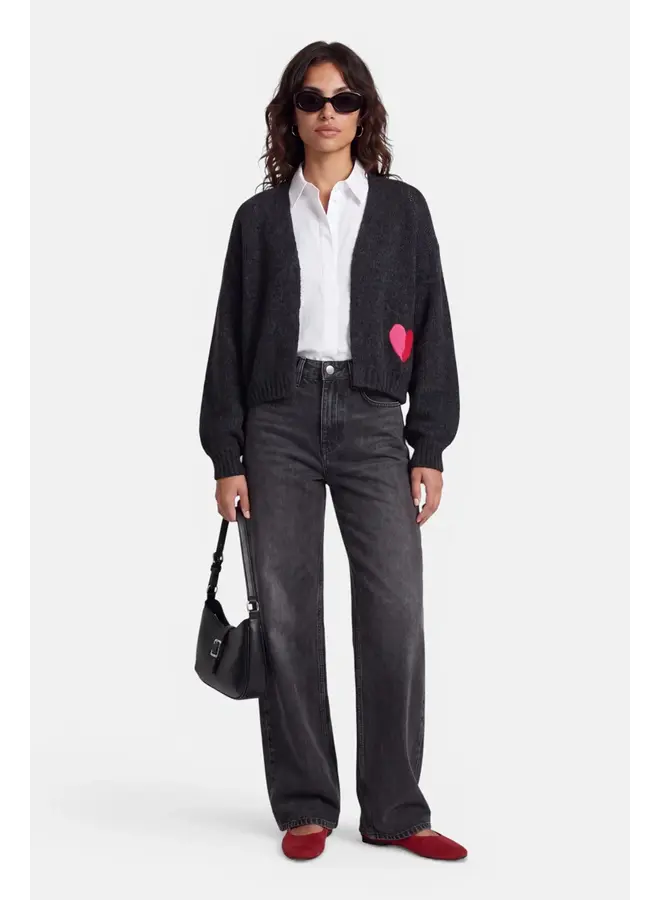 CARDIGAN "LOVE" GRIS/POP