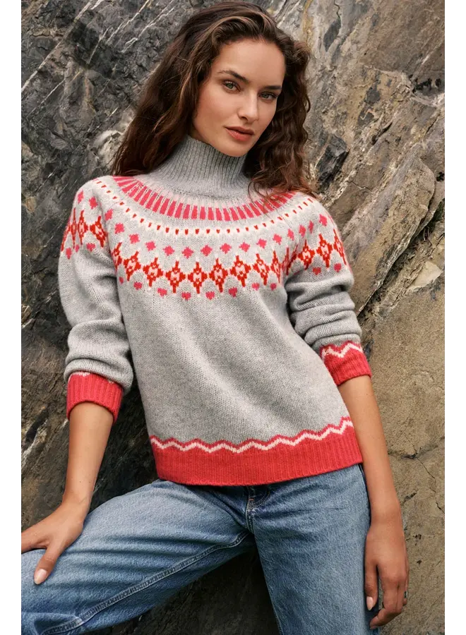 PULL NORDIQUE GRIS/ROSE