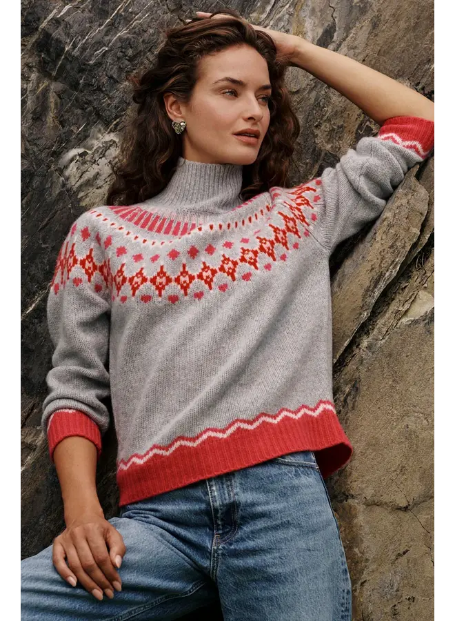 PULL NORDIQUE GRIS/ROSE