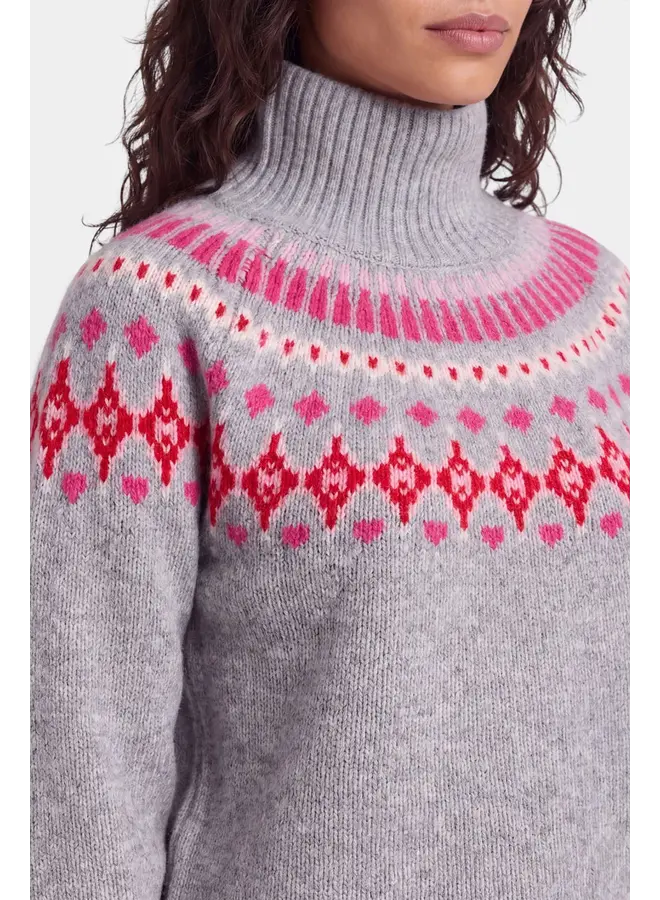 PULL NORDIQUE GRIS/ROSE