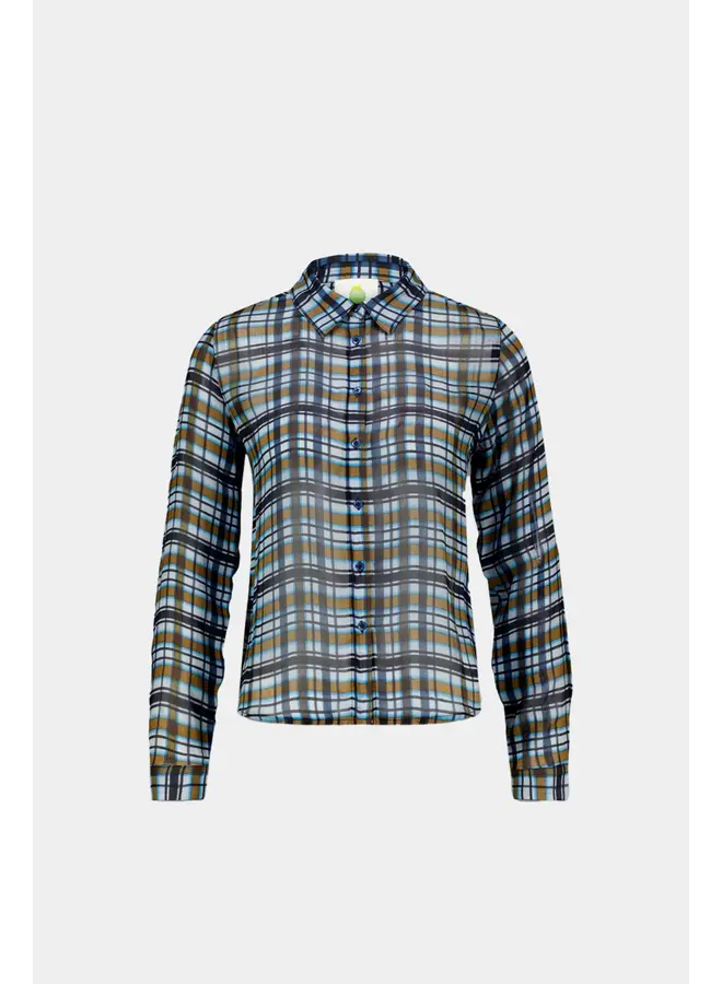 BLOUSE CARREAUX OLIVE/MARINE