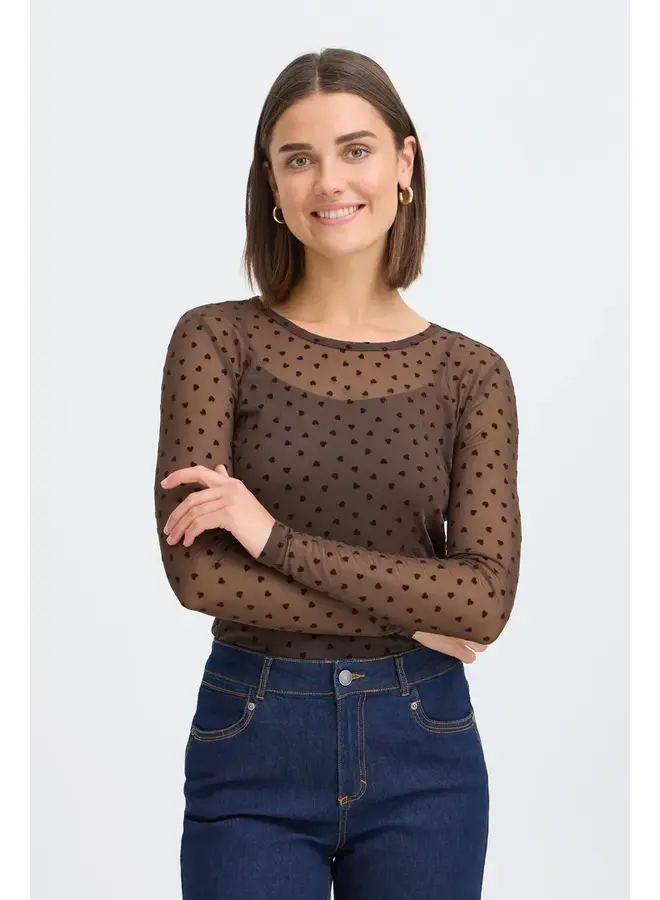 HAUT COEURS MESH DETA BRUN