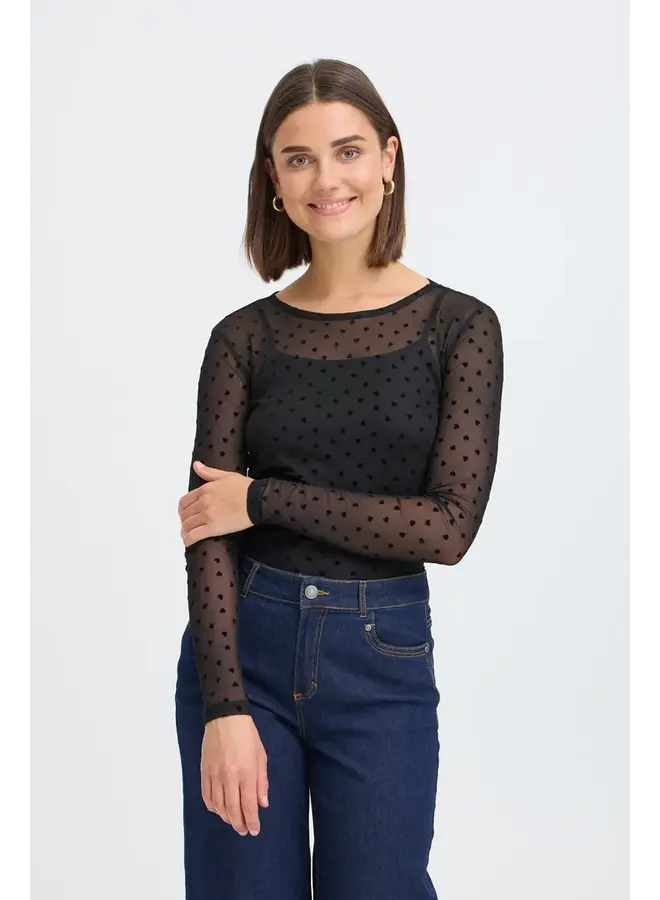 HAUT COEURS MESH DETA NOIR