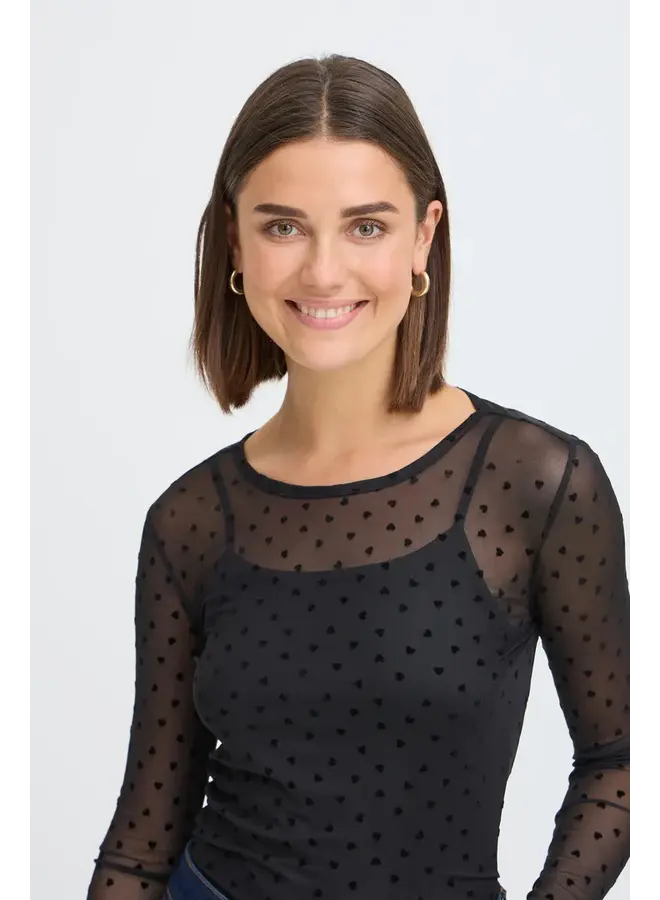 HAUT COEURS MESH DETA NOIR