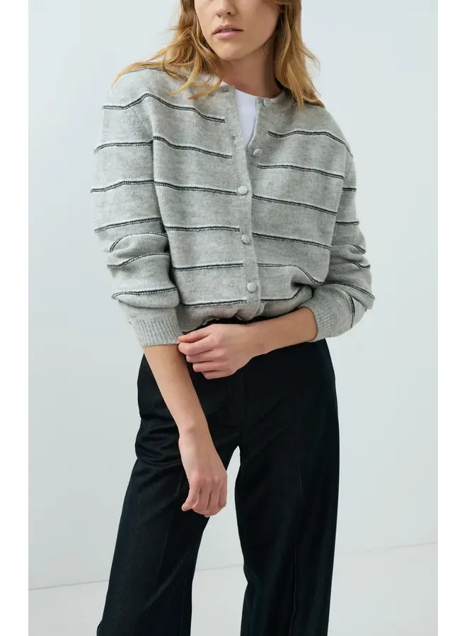 CARDIGAN RAYÉ AVEC CORDON