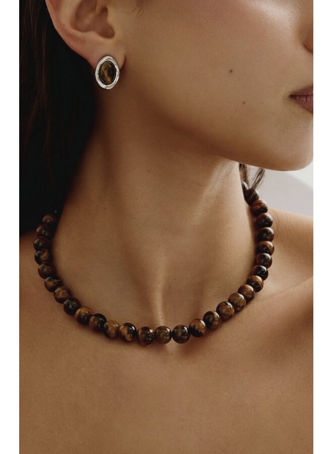COLLIER BRIOCHE TIGER'S EYE