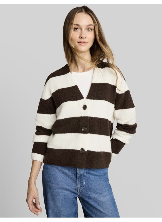 CARDIGAN RAYÉ BRUN BLANC