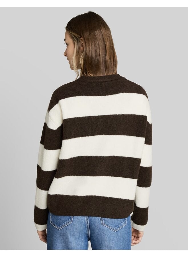 CARDIGAN RAYÉ BRUN BLANC