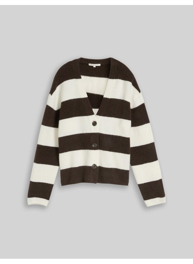 CARDIGAN RAYÉ BRUN BLANC
