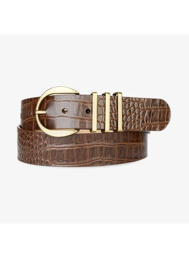 CEINTURE KIKU CROCO BRUN