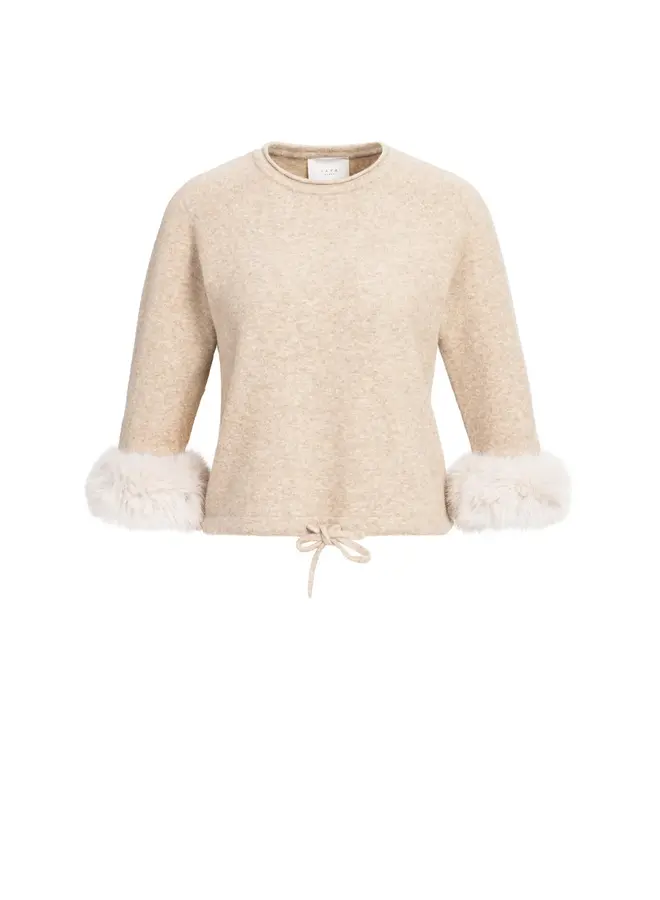 PULL POIGNETS FOURRURE BEIGE