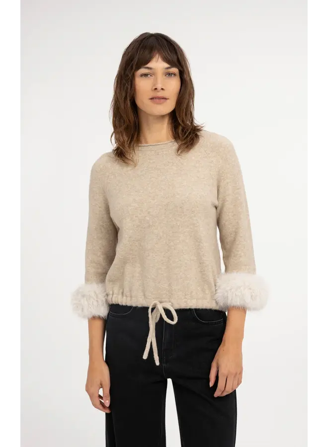 PULL POIGNETS FOURRURE BEIGE