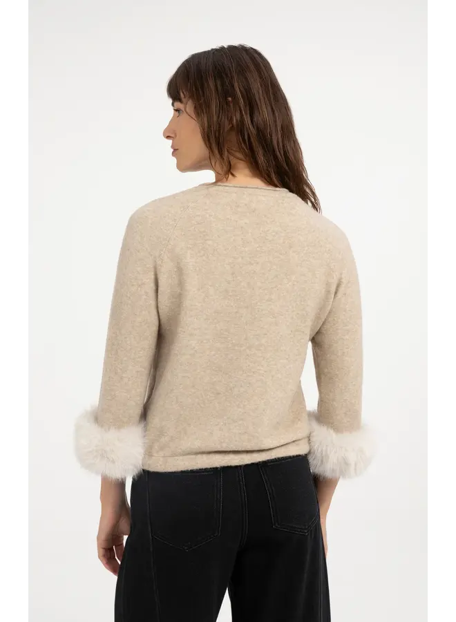 PULL POIGNETS FOURRURE BEIGE
